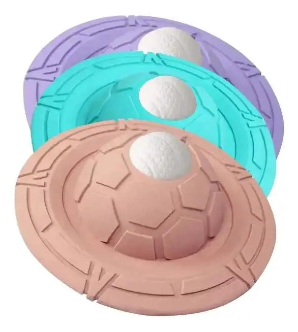 PLATILLO MORDEDOR AZUL PARA PERROS CON PELOTA INTERIOR - 2
