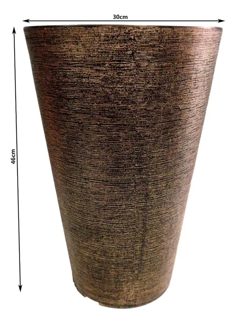 MACETERO CONICO TEXTURIZADO GRIS 46 CM PARA PLANTAS - 5