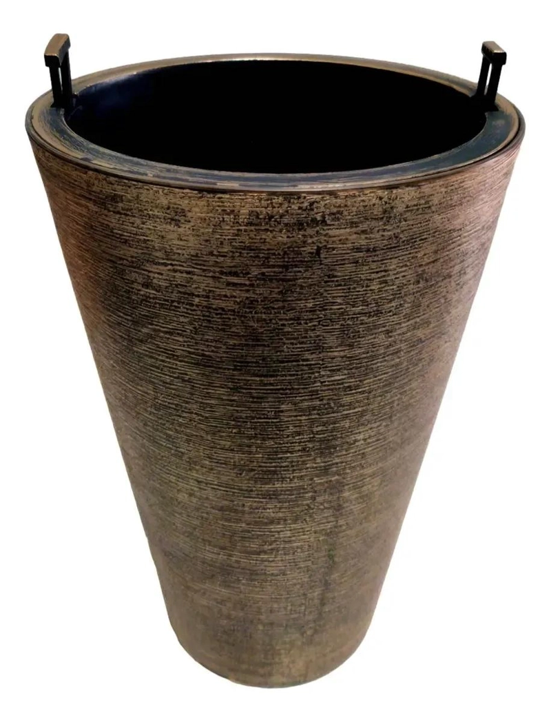 MACETERO CONICO TEXTURIZADO GRIS 46 CM PARA PLANTAS - 7