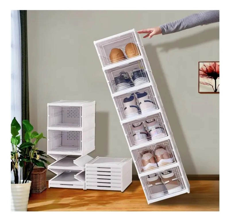 ORGANIZADOR PLEGABLE DE ZAPATOS CON 6 NIVELES Y DISEÑO TRANSPARENTE - 2