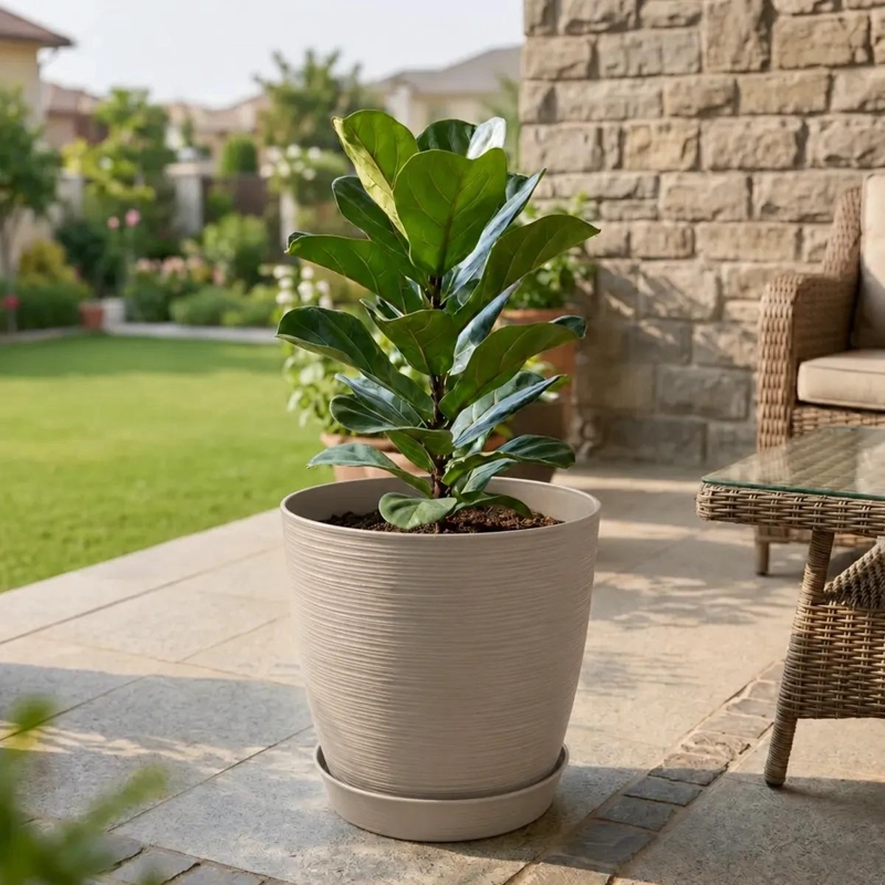 MACETERO ESTILO PIEDRA 32CM PARA INTERIOR Y EXTERIOR - 1