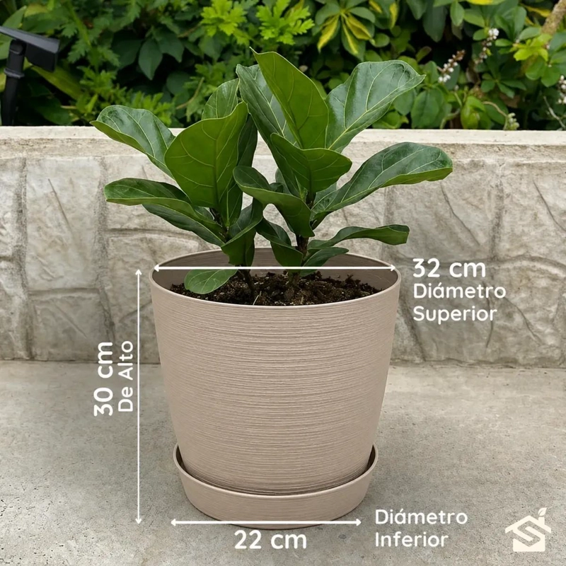 MACETERO ESTILO PIEDRA 32CM PARA INTERIOR Y EXTERIOR - 4