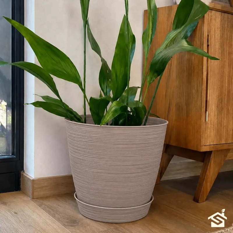 MACETERO ESTILO PIEDRA 32CM PARA INTERIOR Y EXTERIOR - 7