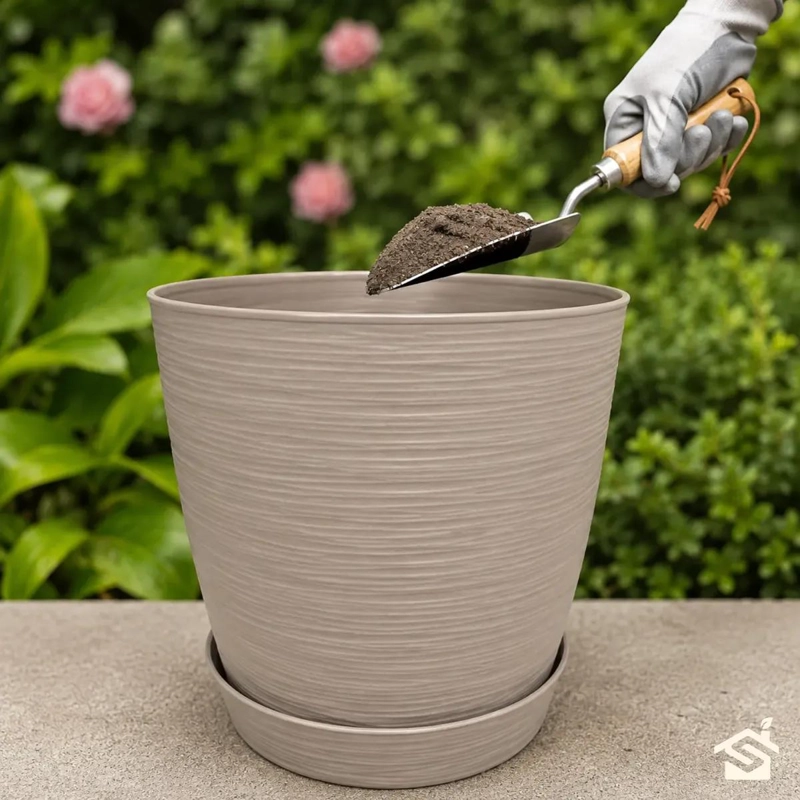 MACETERO ESTILO PIEDRA 32CM PARA INTERIOR Y EXTERIOR - 8