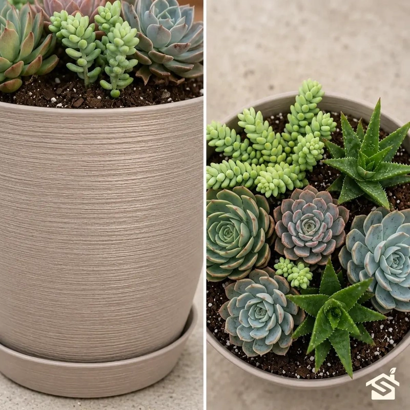MACETERO ESTILO PIEDRA 32CM PARA INTERIOR Y EXTERIOR - 9
