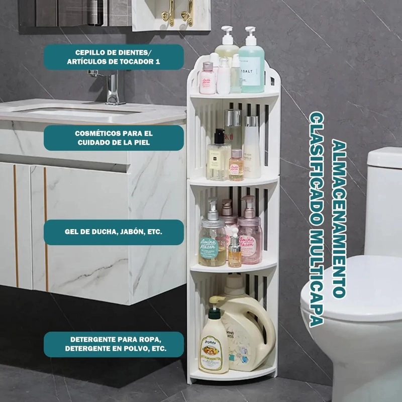 ESTANTE ORGANIZADOR DE BAÑO Y LAVANDERIA COLOR BLANCO - 4