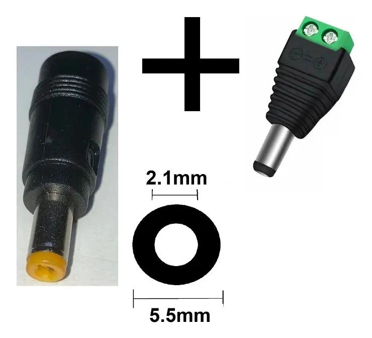 ADAPTADOR HEMBRA Y MACHO 5.5X2.1MM PARA CONEXIONES - 2
