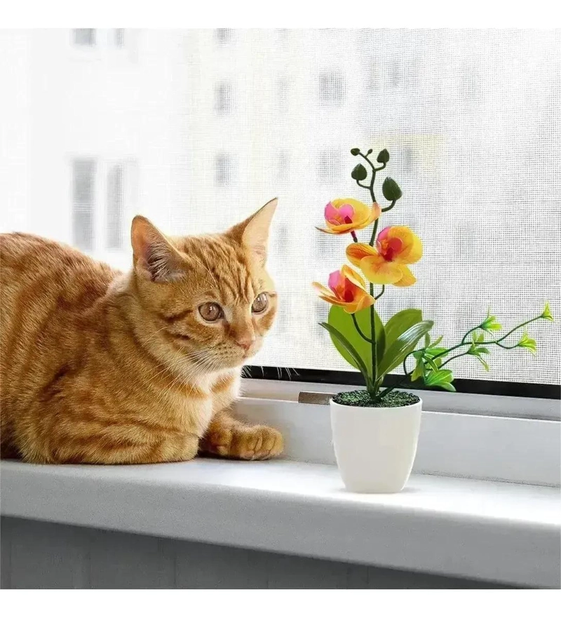 SET DE 4 PLANTAS ARTIFICIALES DE ORQUIDEAS EN MACETAS DECORATIVAS - 4