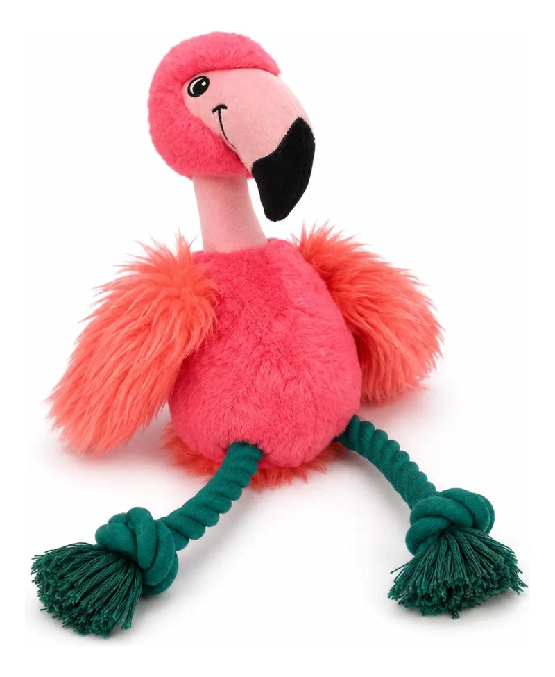 JUGUETE DE PELUCHE FLAMENCO PARA PERROS CON CUERDA ANUDADA - 1