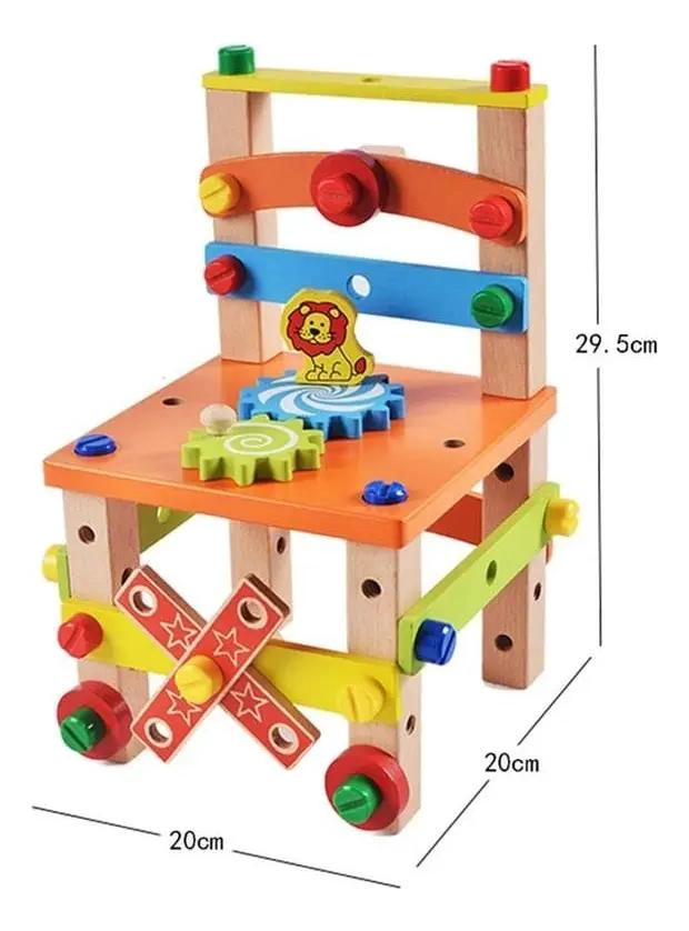 SILLA EDUCATIVA DE MADERA PARA DESARMAR Y ENSAMBLAR - 2