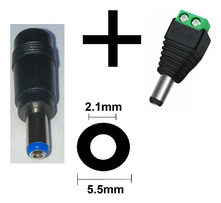 ADAPTADOR HEMBRA Y MACHO 5.5X2.1MM COLOR AZUL - 2