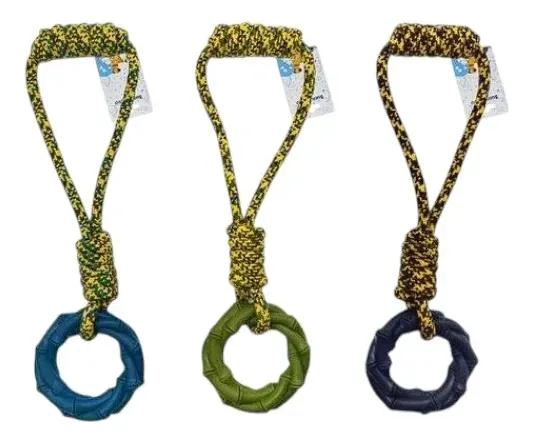 JUGUETE MORDEDOR RESISTENTE PARA PERROS CON CUERDA Y ARGOLLA - 1