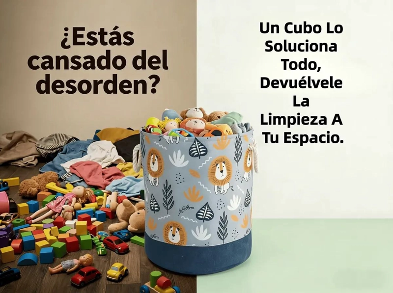 CANASTO PLEGABLE ORGANIZADOR INFANTIL PARA JUGUETES Y ROPA - 5