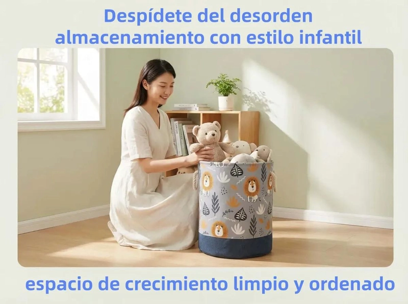 CANASTO PLEGABLE ORGANIZADOR INFANTIL PARA JUGUETES Y ROPA - 6