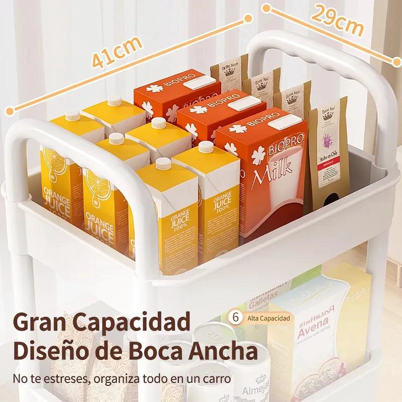 CARRO ORGANIZADOR DESLIZANTE DE COCINA 3 NIVELES CON RUEDAS - 6