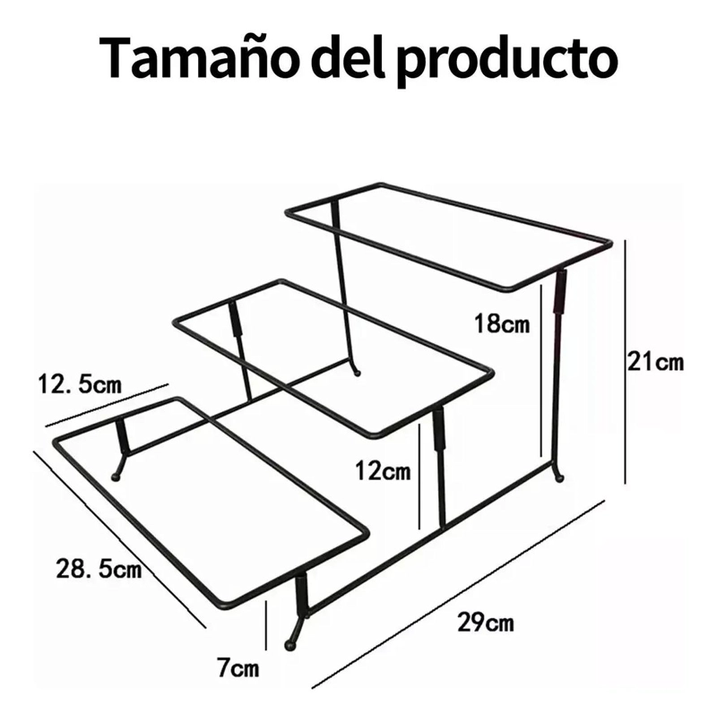 ESTANTE DE EXHIBICION DE ALIMENTOS DE METAL DE TRES NIVELES - 3