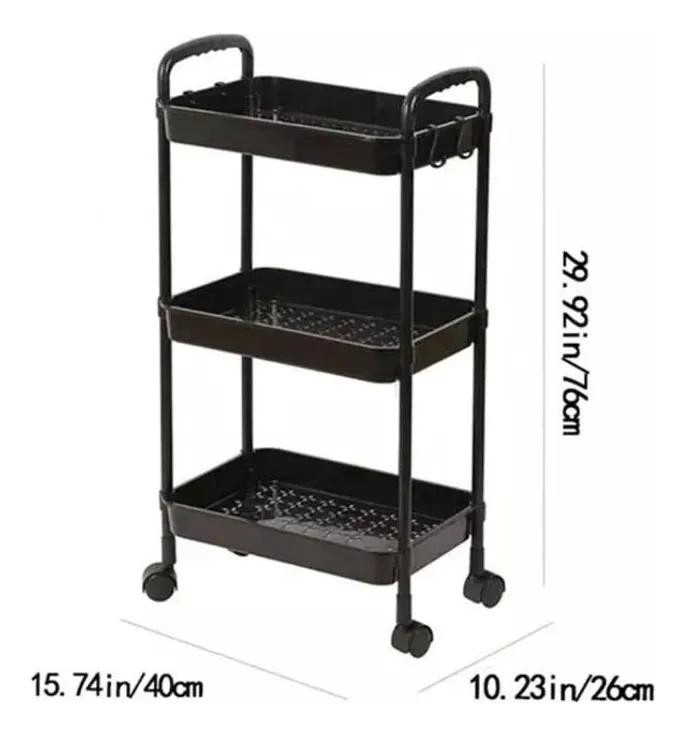CARRITO ORGANIZADOR DE PLASTICO DE TRES NIVELES CON RUEDAS - 3