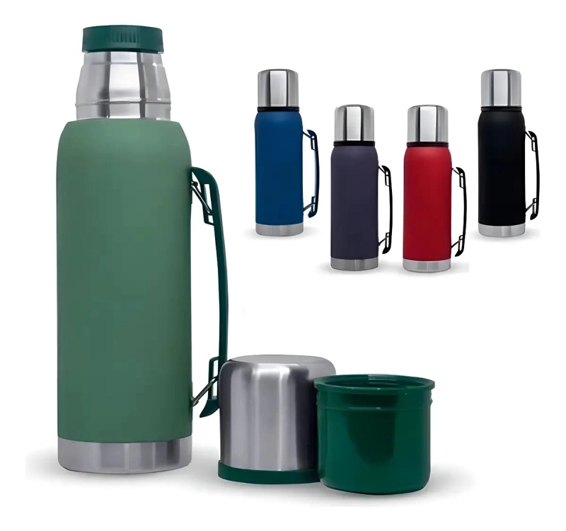 TERMO CLASICO DE ACERO INOXIDABLE 1 LITRO CON TAPON - 1
