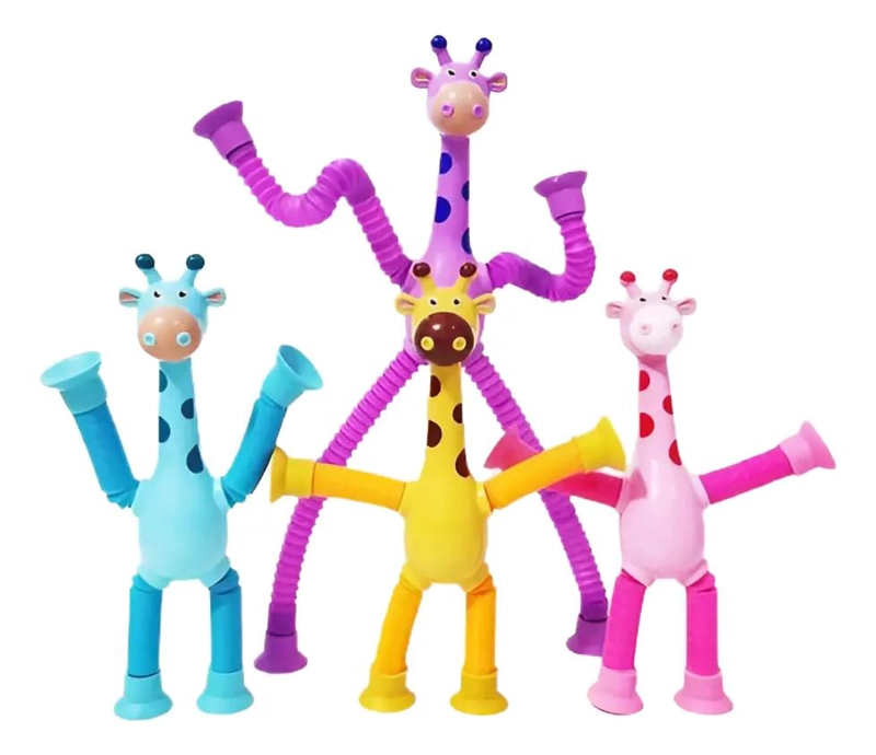 SET DE 4 JIRAFAS TELESCOPICAS CON VENTOSAS DE COLORES - 1