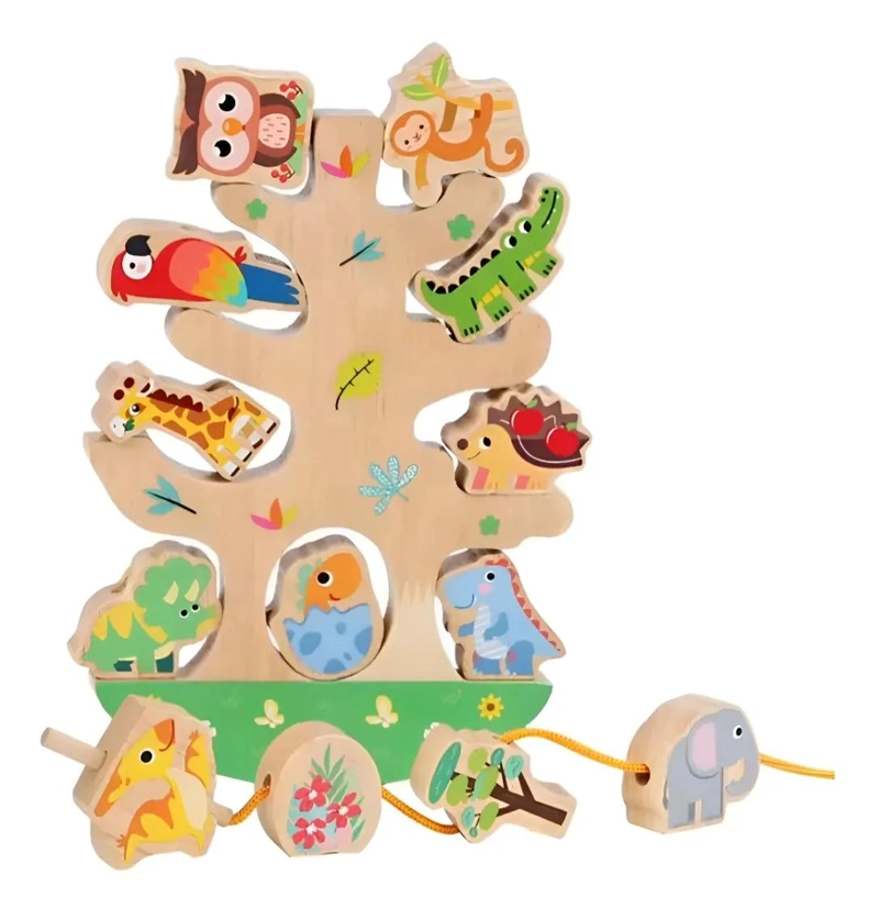 JUEGO DIDACTICO DE EQUILIBRIO Y ENHEBRAR DE MADERA COLORIDA - 2
