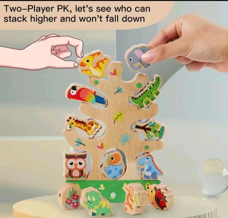 JUEGO DIDACTICO DE EQUILIBRIO Y ENHEBRAR DE MADERA COLORIDA - 6
