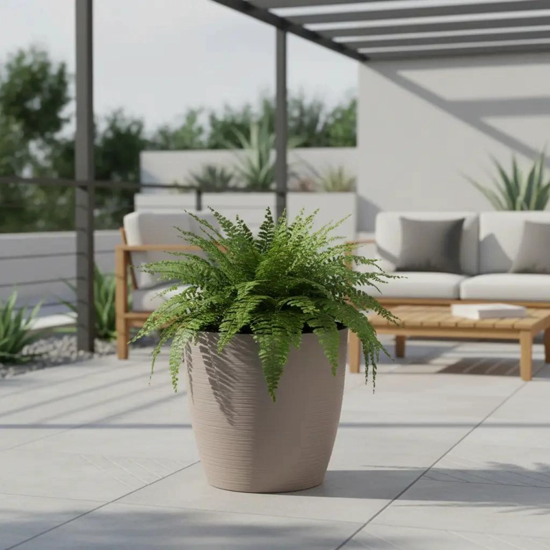 MACETA REDONDA ESTILO PIEDRA PARA JARDINERIA Y PLANTAS - 1