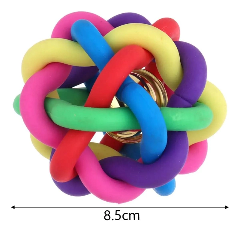 PELOTA TRENZADA MULTICOLOR PARA PERROS CON SONIDO DIVERTIDO - 2