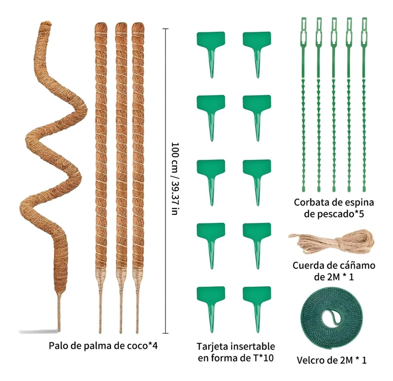 KIT DE 21 TUTORES DE FIBRA DE COCO PARA PLANTAS TREPADORAS - 2