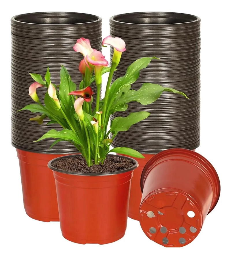 100 MACETAS DE PLASTICO PARA JARDIN DE 6 PULGADAS - 1