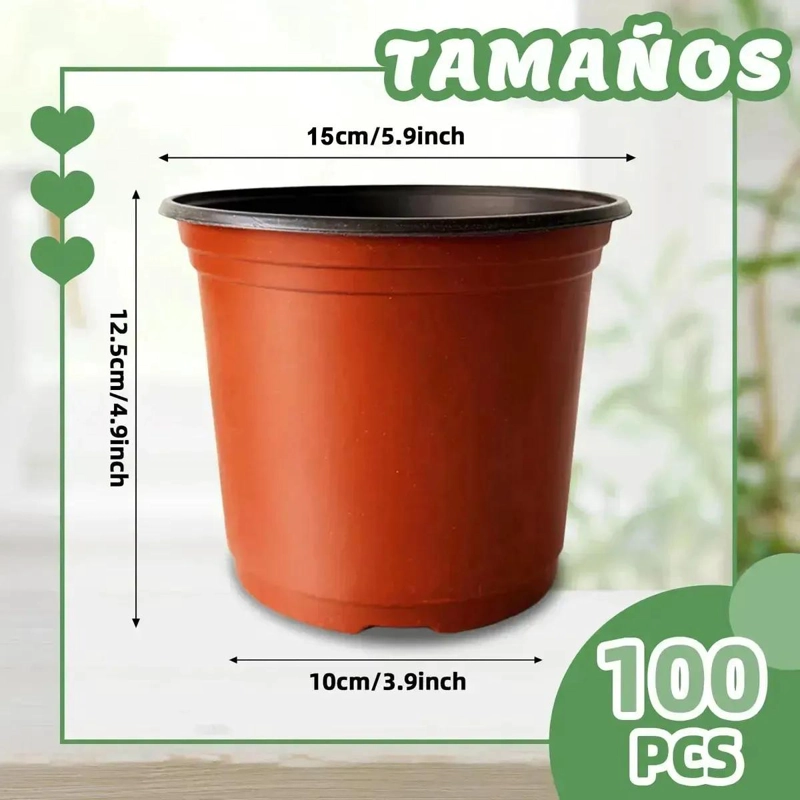 100 MACETAS DE PLASTICO PARA JARDIN DE 6 PULGADAS - 3