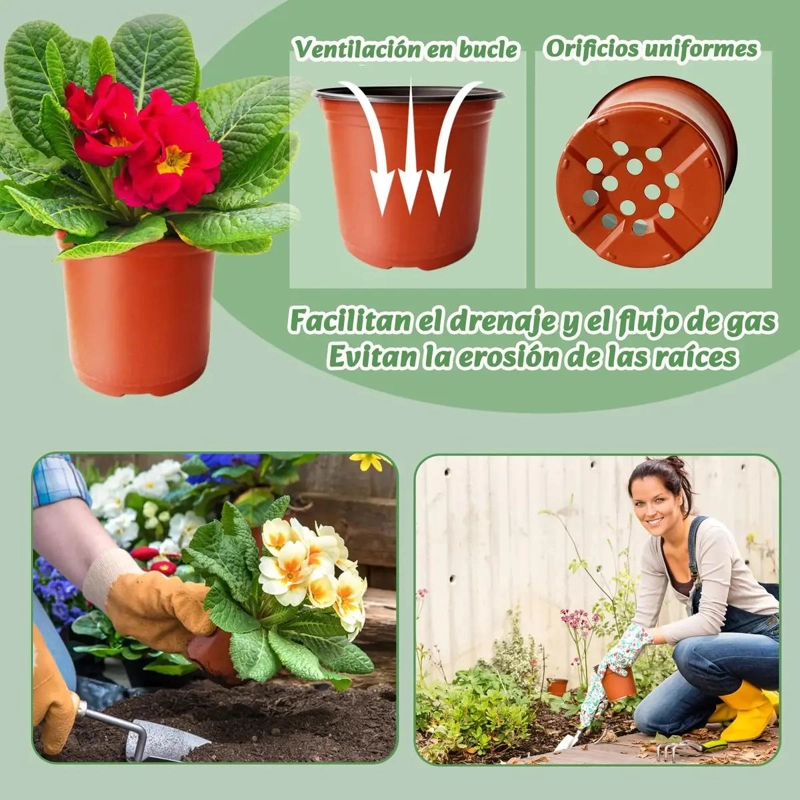 100 MACETAS DE PLASTICO PARA JARDIN DE 6 PULGADAS - 6