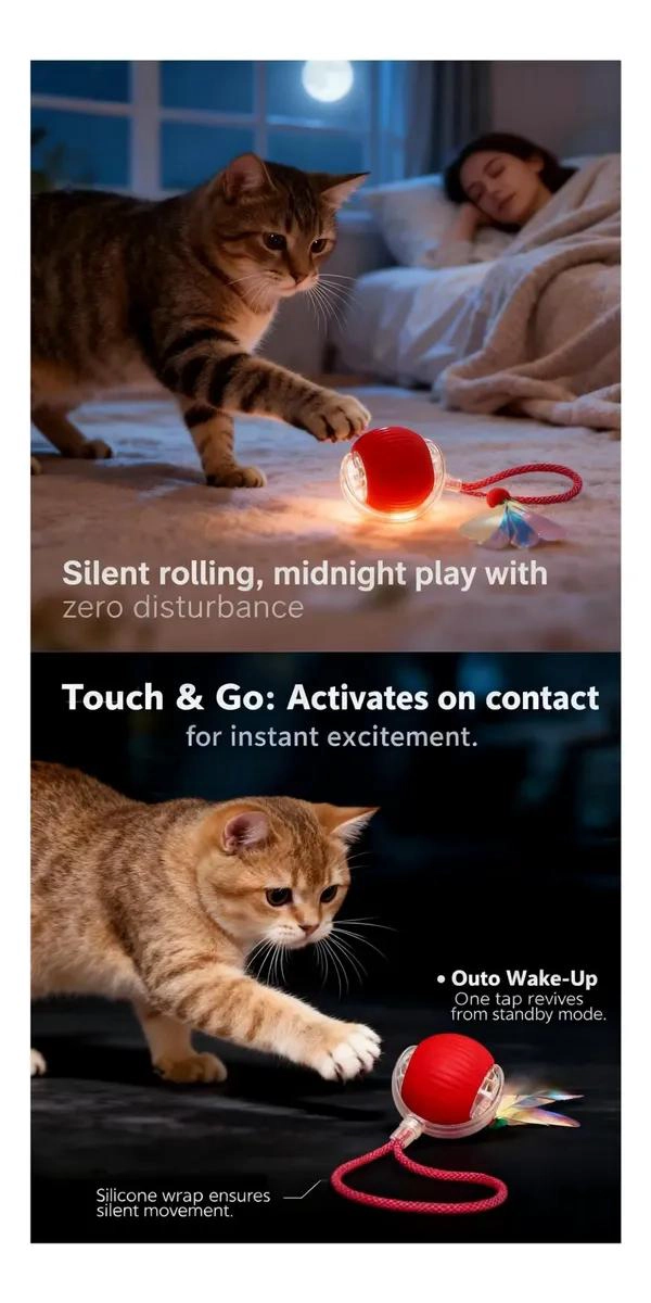 PELOTA INTERACTIVA LED RECARGABLE PARA MASCOTAS - 7