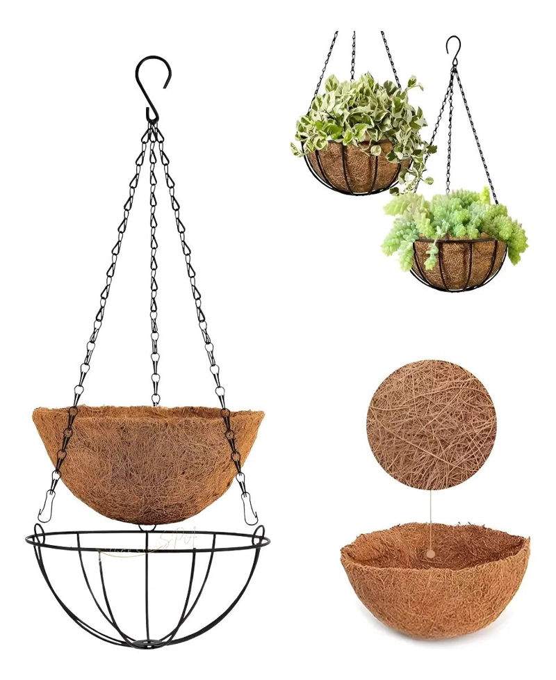 MACETEROS COLGANTES DE FIBRA DE COCO PARA DECORACION - 1