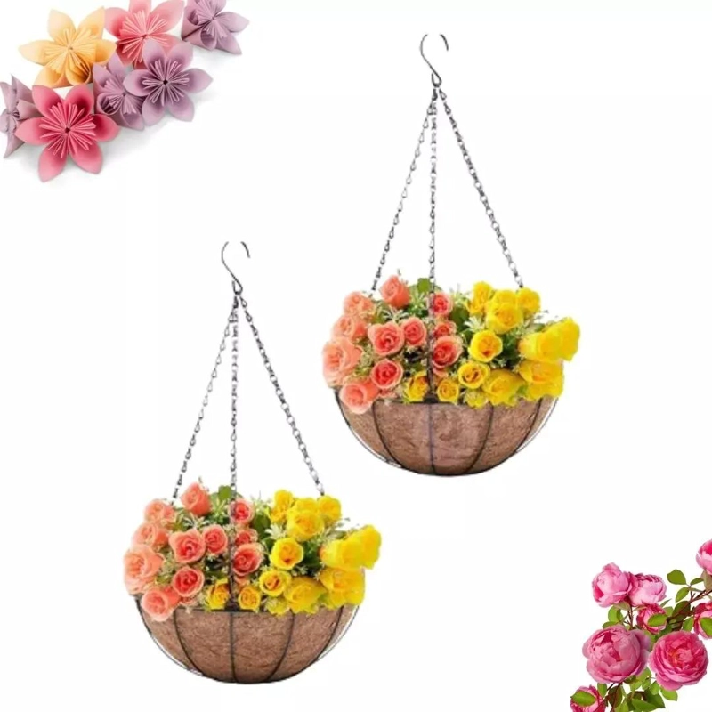 MACETEROS COLGANTES DE FIBRA DE COCO PARA DECORACION - 5