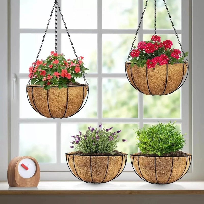 MACETEROS COLGANTES DE FIBRA DE COCO PARA DECORACION - 8