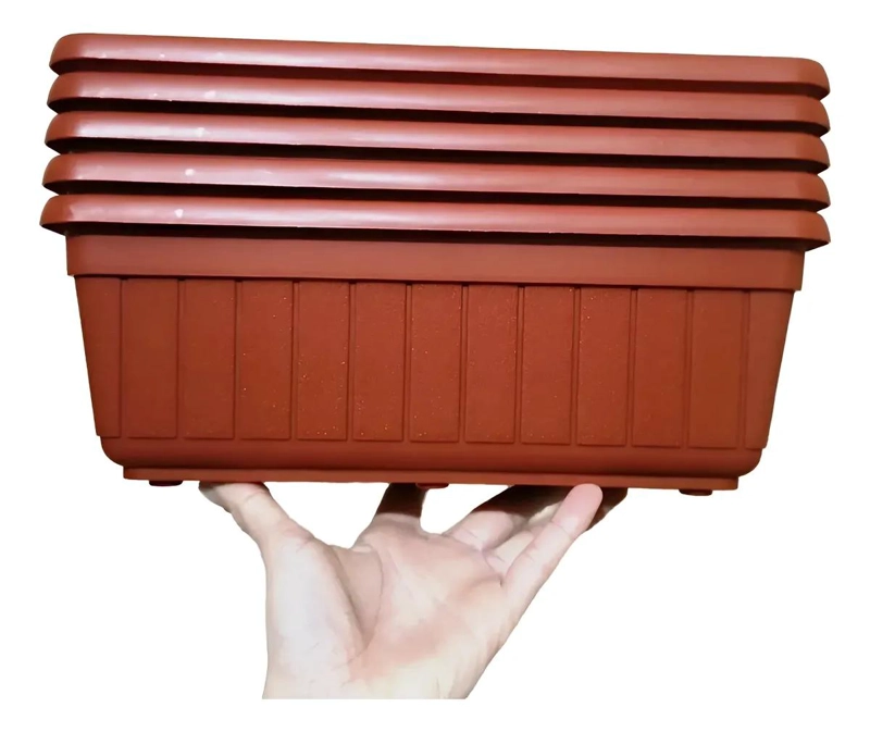 PACK DE 5 MACETEROS RECTANGULARES DE PLASTICO PARA JARDIN - 2