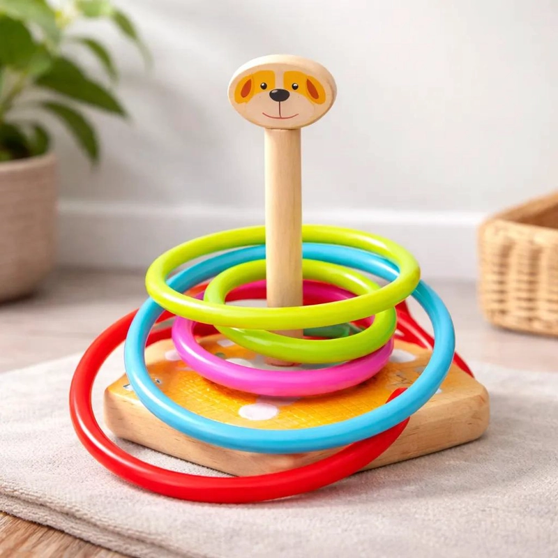 JUEGO DE LANZAMIENTO DE ARGOLLAS CON ANIMALES DE MADERA - 2