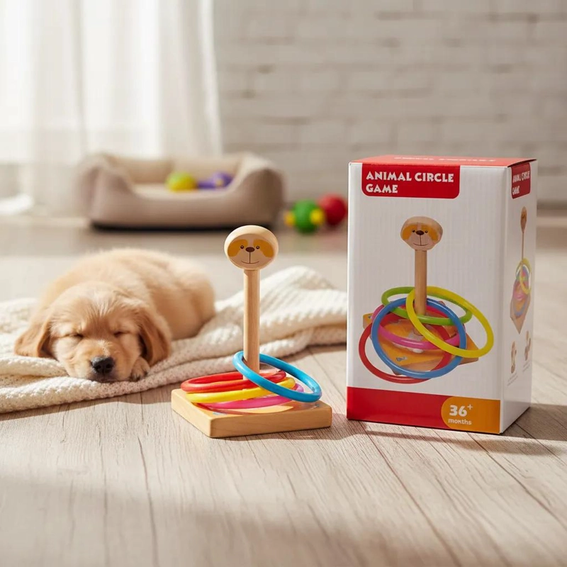 JUEGO DE LANZAMIENTO DE ARGOLLAS CON ANIMALES DE MADERA - 4