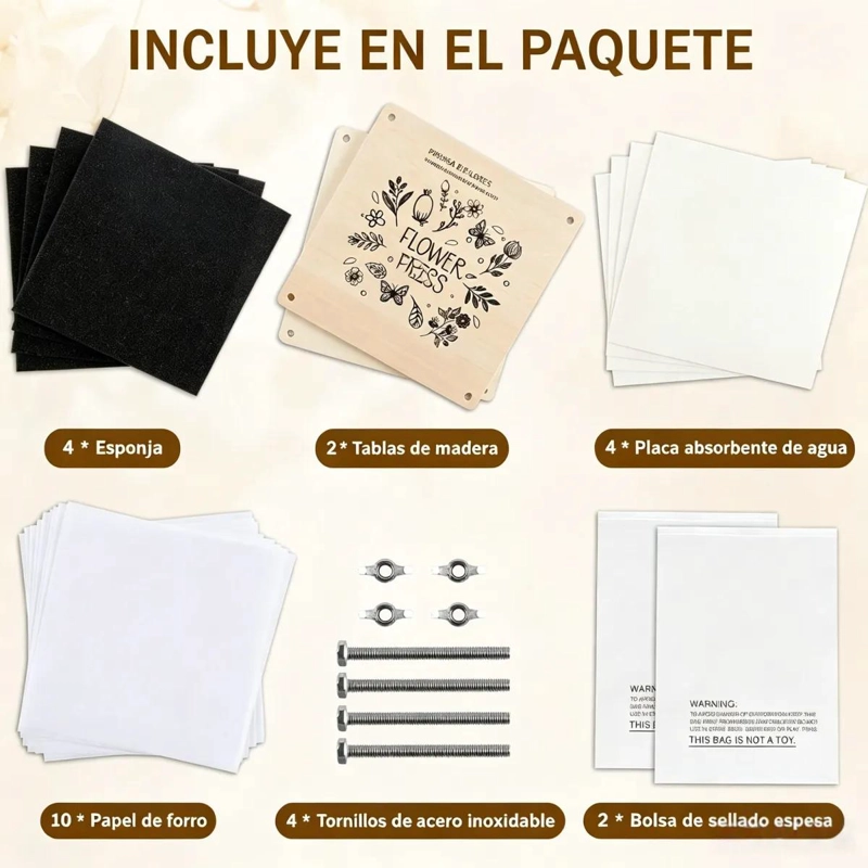 KIT DE PRENSADO DE FLORES Y PLANTAS PARA MANUALIDADES - 4