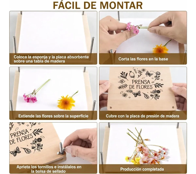 KIT DE PRENSADO DE FLORES Y PLANTAS PARA MANUALIDADES - 8