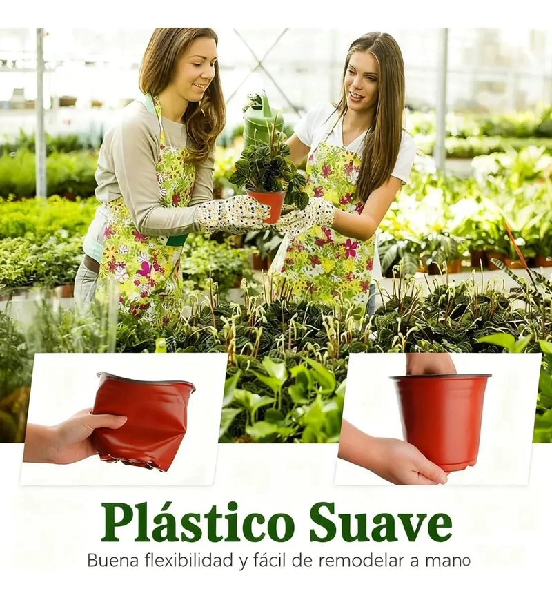 MACETAS DE PLANTULAS DE PLASTICO FLEXIBLE 100 UNIDADES 15X15CM - 6