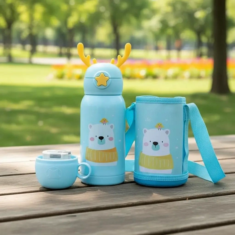 TERMO INFANTIL CELESTE 500ML PARA BEBIDAS FRIAS Y CALIENTES - 1