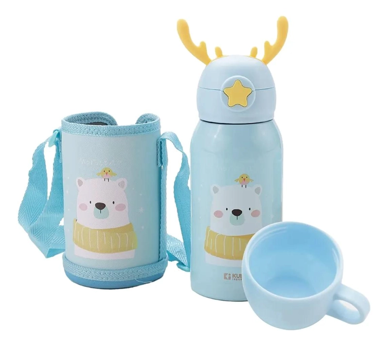 TERMO INFANTIL CELESTE 500ML PARA BEBIDAS FRIAS Y CALIENTES - 5
