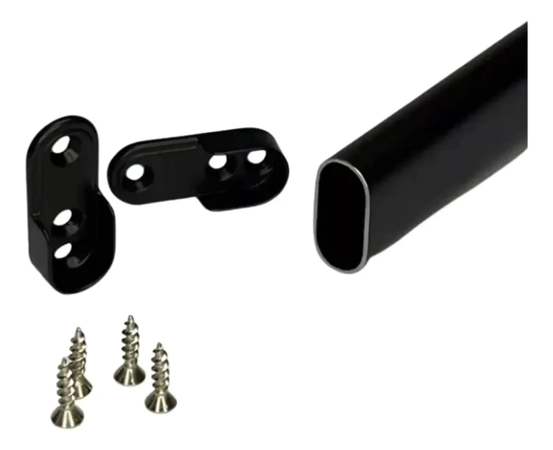 BARRA COLGANTE OVALADA PARA CLOSET DE 100 CM EN COLOR NEGRO - 1