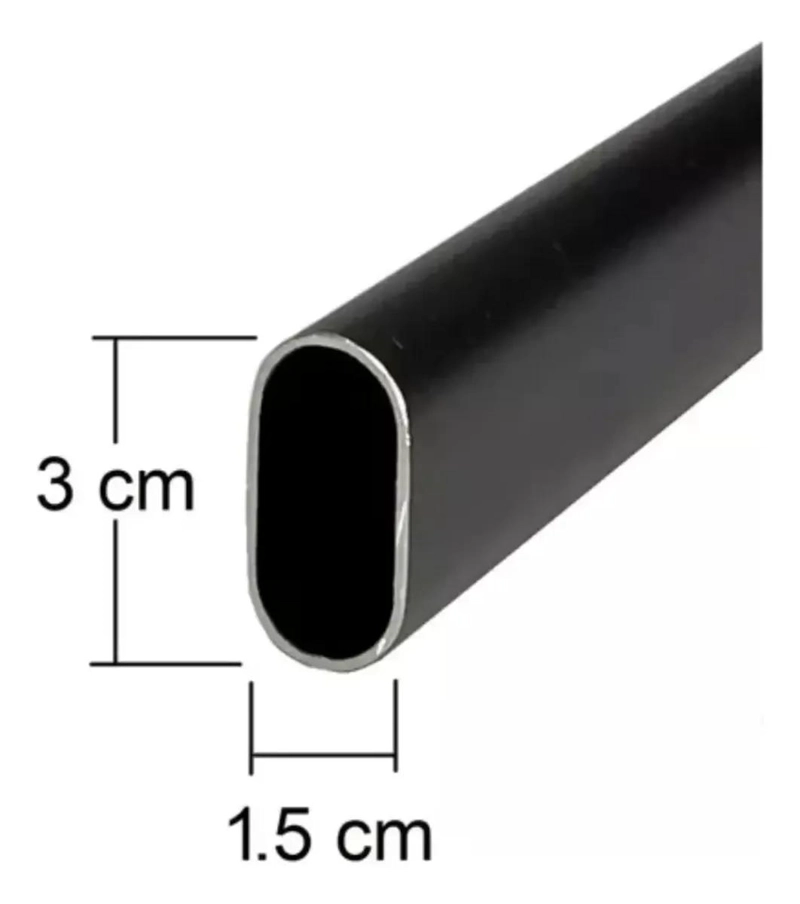 BARRA COLGANTE OVALADA PARA CLOSET DE 100 CM EN COLOR NEGRO - 2