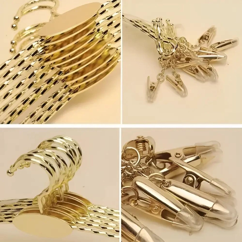 COLGADORES DE ROPA METAL DORADO PACK 10 RESISTENTES - 4