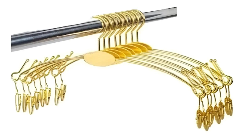 COLGADORES DE ROPA METAL DORADO PACK 10 RESISTENTES - 7