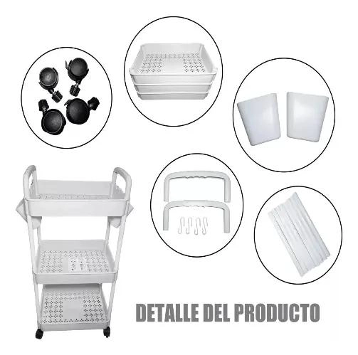 CARRITO ORGANIZADOR RODANTE DE PLASTICO 3 NIVELES CON ASAS - 2
