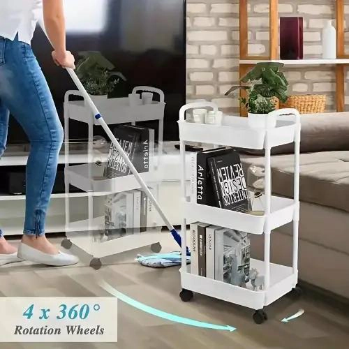 CARRITO ORGANIZADOR RODANTE DE PLASTICO 3 NIVELES CON ASAS - 6