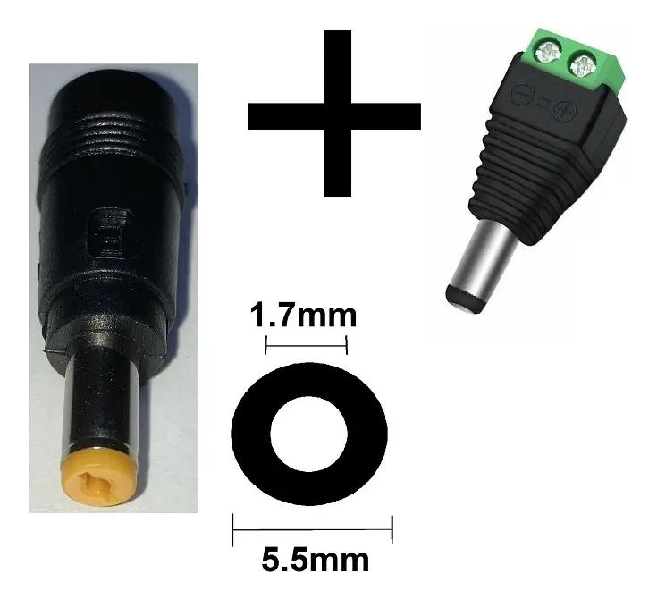 ADAPTADOR HEMBRA 5.5MM X 2.1MM A MACHO 5.5MM X 1.7MM - 2